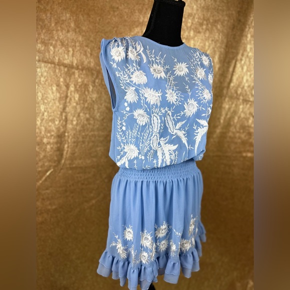 🌸🌼 Free People Garden Sky Blue Embroidered Dress. Size XS. NWT - Picture 5 of 9